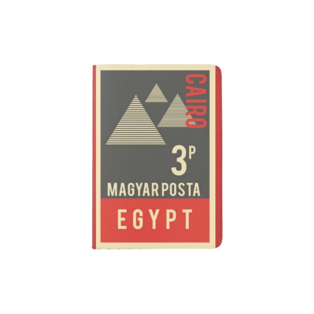 Vintage Egypt Stamp Passport Holder Cover Case (Front)