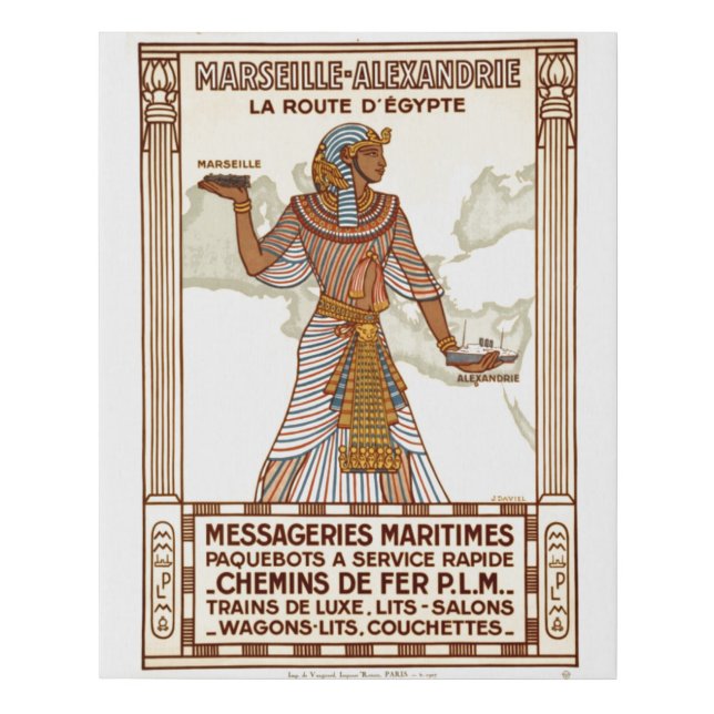 Vintage Egypt Travel Faux Canvas Print (Front)