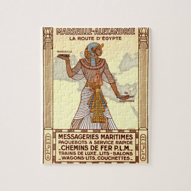 Vintage Egypt Travel Illustration Art Jigsaw Puzzle (Vertical)