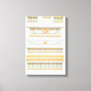 Vintage Egyptian Architecture Colored Line Art Canvas Print