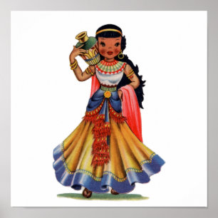 Vintage Egyptian girl in traditional dress Poster
