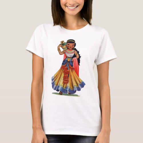 Vintage Egyptian girl in traditional dress T_Shirt