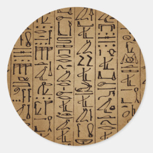 Vintage Egyptian Hieroglyphics Paper Print Classic Round Sticker