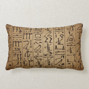 Vintage Egyptian Hieroglyphics Paper Print Lumbar Pillow