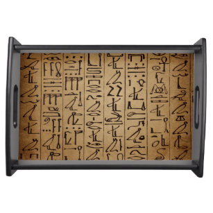 Vintage Egyptian Hieroglyphics Paper Print Serving Tray