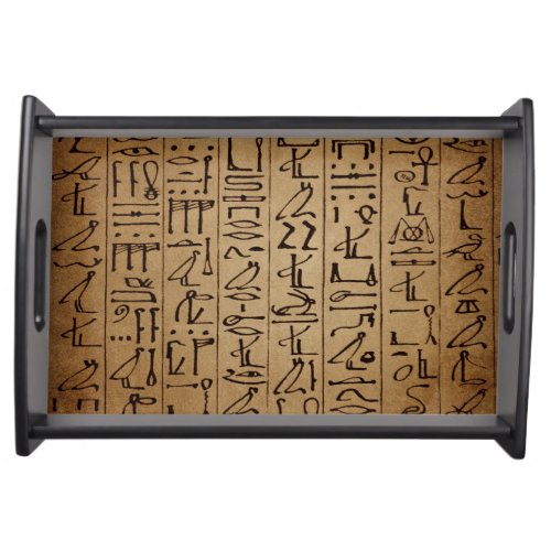 Vintage Egyptian Hieroglyphics Paper Print Serving Tray