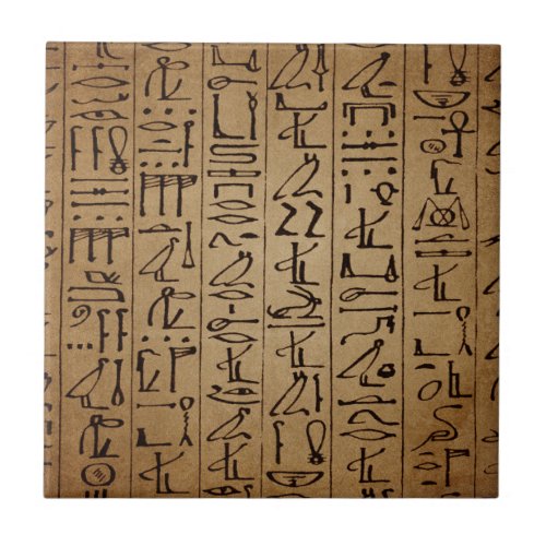 Vintage Egyptian Hieroglyphics Paper Print Tile