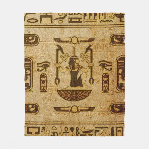 Vintage Egyptian Ornament  Old Papyrus paper Fleece Blanket