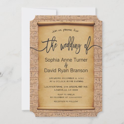 Vintage Egyptian Papyrus Wedding Invite