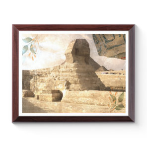 Vintage Egyptian Sphinx Collage Art – Retro Travel Award Plaque