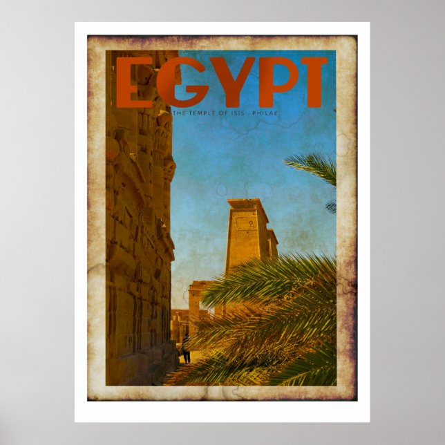 Vintage Egyptian Temple Travel Poster (Front)