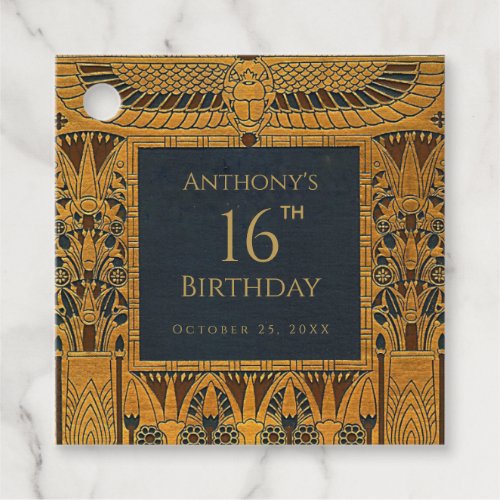 Vintage Egyptian Themed Birthday Blue Gold Elegant Favor Tags