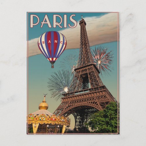 Vintage Eiffel Tower _ 18x24 Postcard