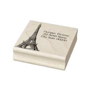 Vintage Eiffel Tower #1 Drawing Name Return Addres Rubber Stamp