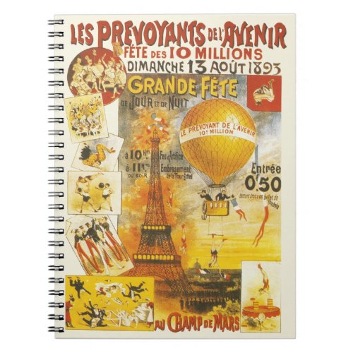 Vintage Eiffel Tower and Balloon Notebook