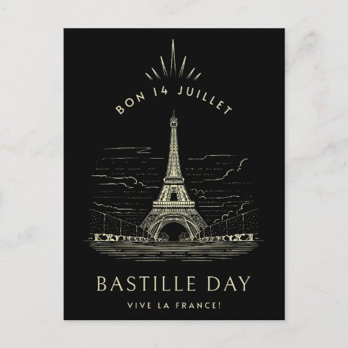 Vintage Eiffel Tower Bastille Day Postcard