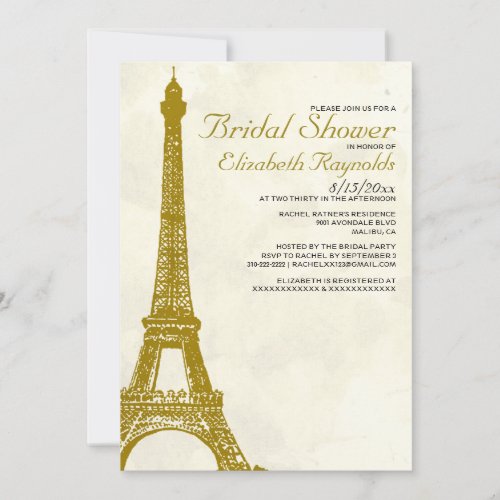 Vintage Eiffel Tower Bridal Shower Invitations