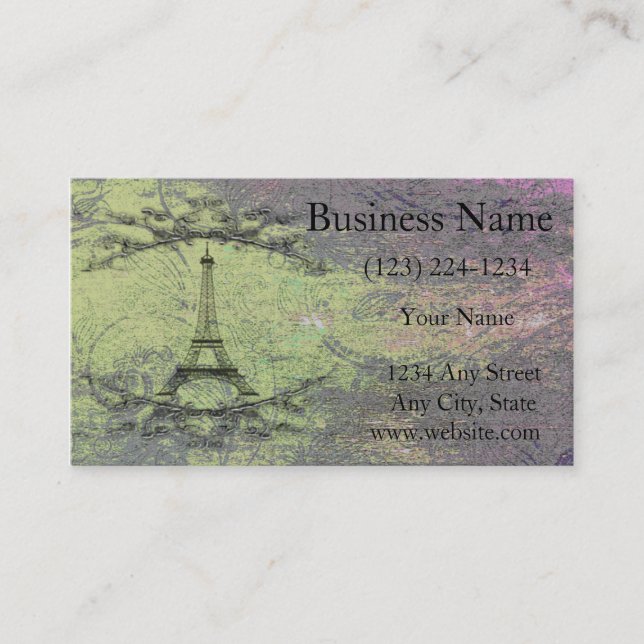 Vintage Eiffel Tower Business Card (Front)