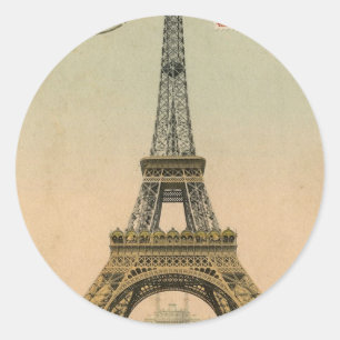 Vintage Eiffel Tower Classic Round Sticker