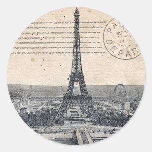 Vintage Eiffel Tower Classic Round Sticker