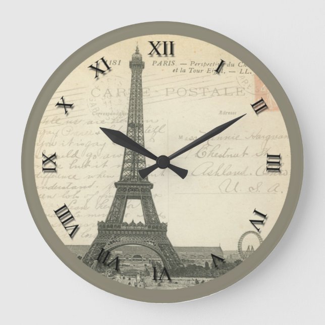 Vintage Eiffel Tower Clock (Front)