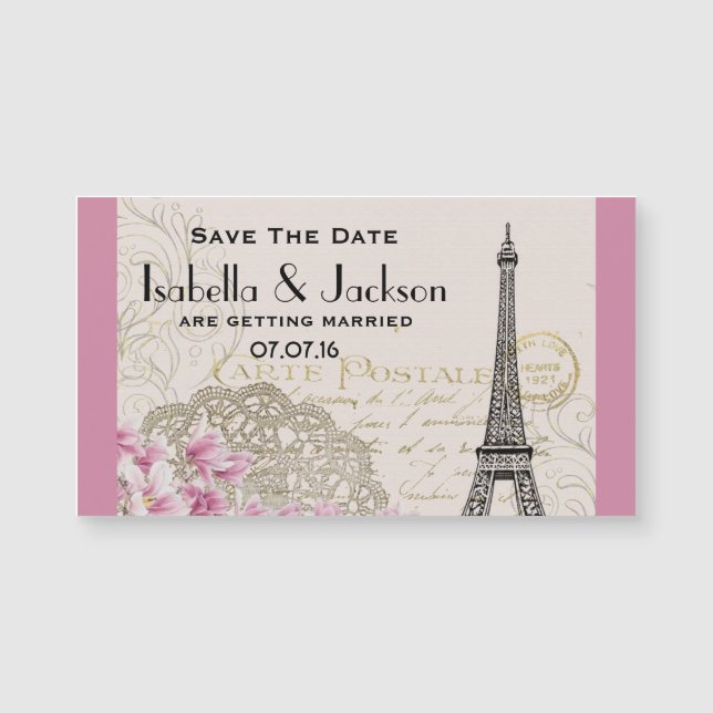 Vintage Eiffel Tower Collage Save The Date (Front)
