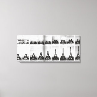 Vintage Eiffel Tower construction photo Paris Canvas Print