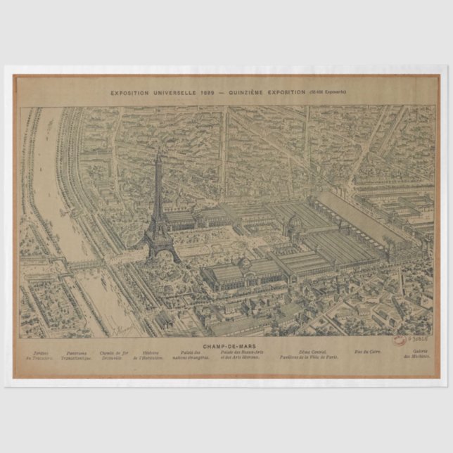 Vintage Eiffel Tower Ephemera Decoupage Exhibition Tissue Paper (Front)