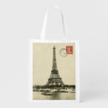 Vintage Eiffel Tower In Paris France Reusable Grocery Bag at Zazzle