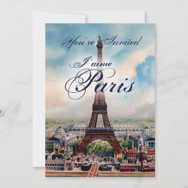 Vintage Eiffel Tower Invitation (Front)