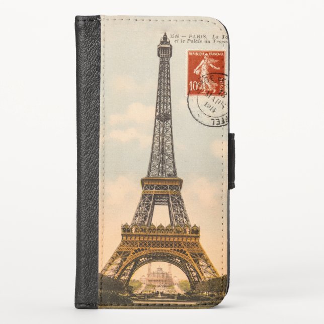 Vintage Eiffel Tower iPhone iPhone Wallet Case (Front)
