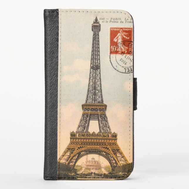Vintage Eiffel Tower iPhone Wallet Case (Front)