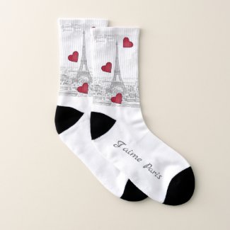 Vintage Eiffel Tower - J'aime Paris -small Socks