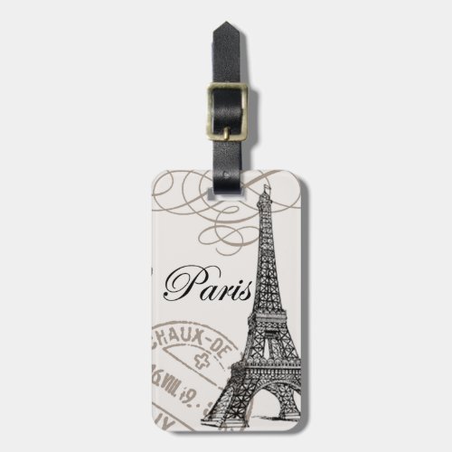 Vintage Eiffel Towerluggage tag