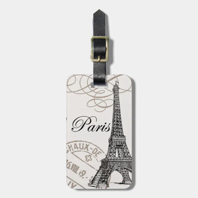 Vintage Eiffel Tower...luggage tag Zazzle