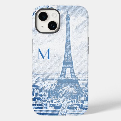 Vintage Eiffel Tower _monogrammed  Case_Mate iPhone 14 Case