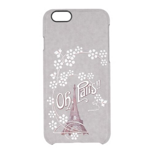 Vintage Eiffel Tower Oh Paris France Daisy Clear iPhone 66S Case