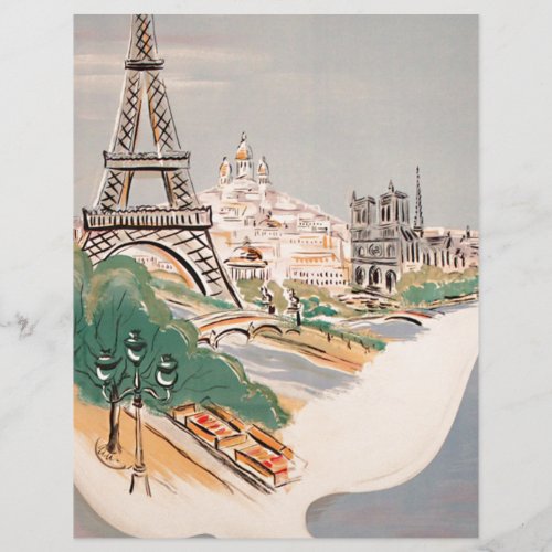 Vintage Eiffel Tower Paris Air Travel Advertising