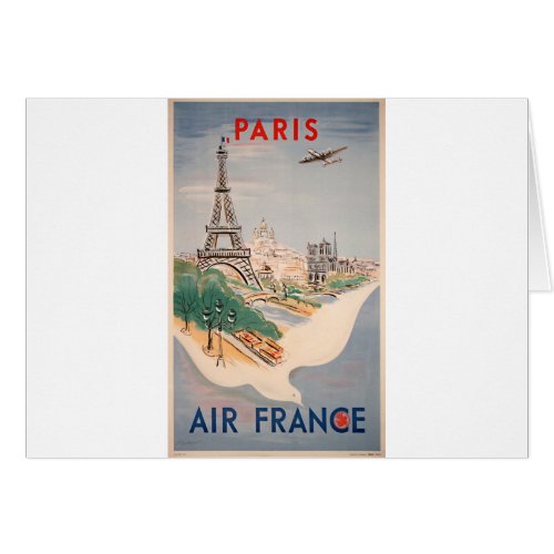 Vintage Eiffel Tower Paris Air Travel Advertising