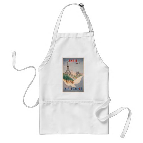 Vintage Eiffel Tower Paris Air Travel Advertising Adult Apron