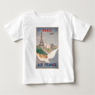 Vintage Eiffel Tower Paris Air Travel Advertising Baby T-Shirt