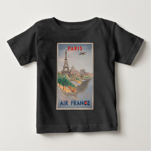 Vintage Eiffel Tower Paris Air Travel Advertising Baby T-Shirt