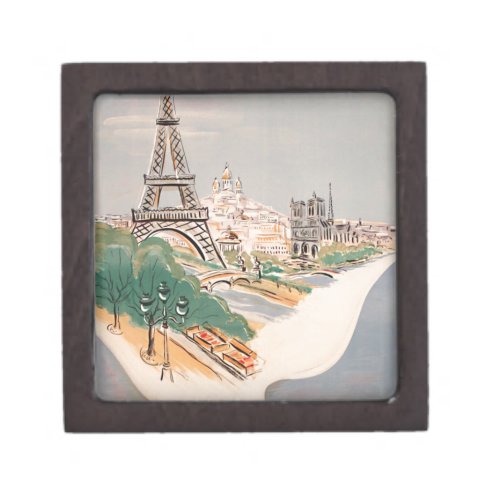 Vintage Eiffel Tower Paris Air Travel Advertising Gift Box
