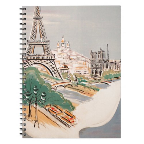 Vintage Eiffel Tower Paris Air Travel Advertising Notebook