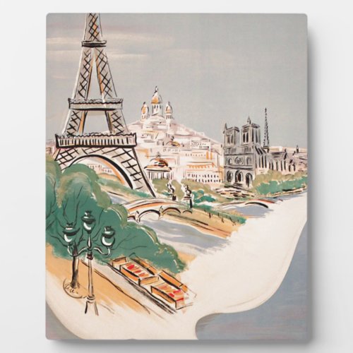 Vintage Eiffel Tower Paris Air Travel Advertising Plaque
