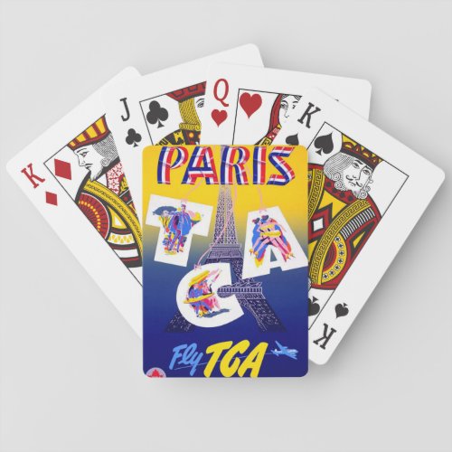 Vintage Eiffel Tower Paris Air Travel Advertising Playing Cards