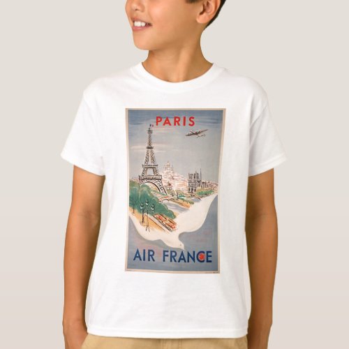 Vintage Eiffel Tower Paris Air Travel Advertising T_Shirt