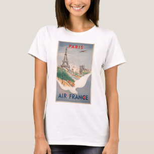 Vintage Eiffel Tower Paris Air Travel Advertising T-Shirt