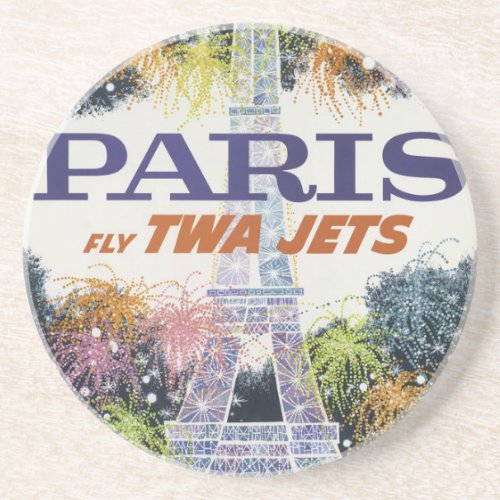 Vintage Eiffel Tower Paris Air Travel Coaster
