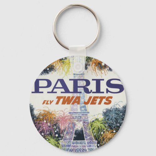 Vintage Eiffel Tower Paris Air Travel Keychain